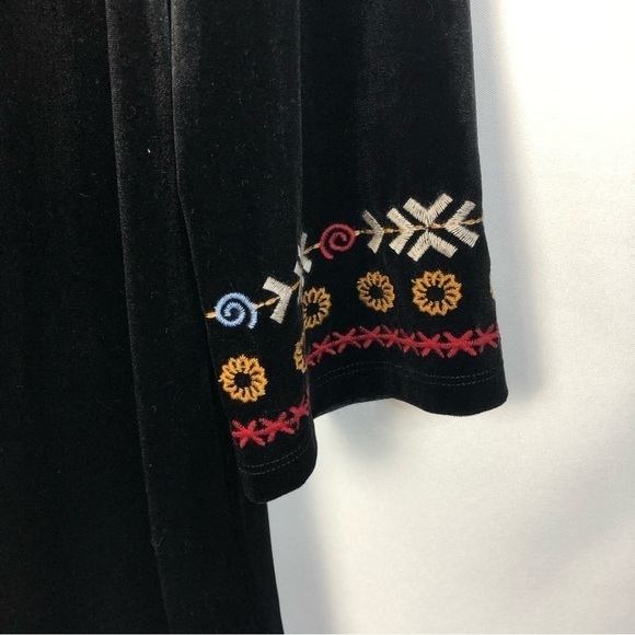 THML Black Velvet Floral Embroidered Long Sleeve Mini Dress S - Picture 4 of 5